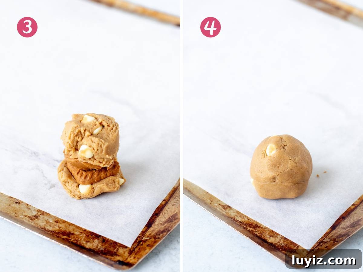 Biscoff Cookies Stuffed with Cookie Butter: Crispy, Gooey Treat 6 2 steps of how to assemble Biscoff stuffed cookies