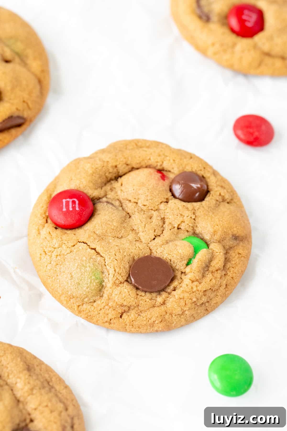 Christmas Peanut Butter M&M Cookies: Festive Holiday Recipe 3 Peanut butter cookie with holiday M&Ms and chocolate chips