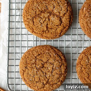 Crisp Gingersnap Cookies: A Classic Recipe for Snappy Texture 6 Gingersnaps on wire cooling tray