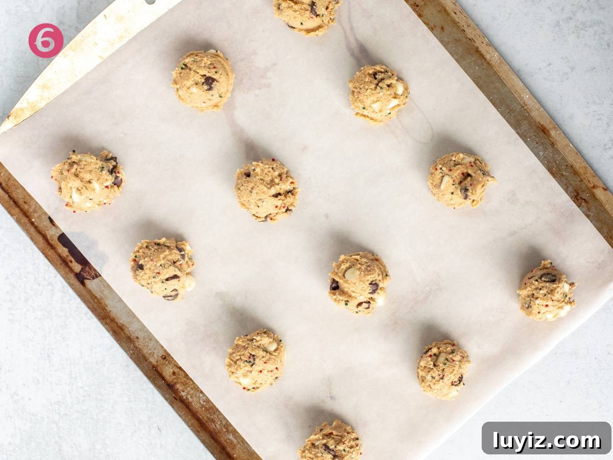 Christmas Chocolate Chip Cookies Recipe: Festive Soft-Baked Treats 6 Tray of cookie dough balls