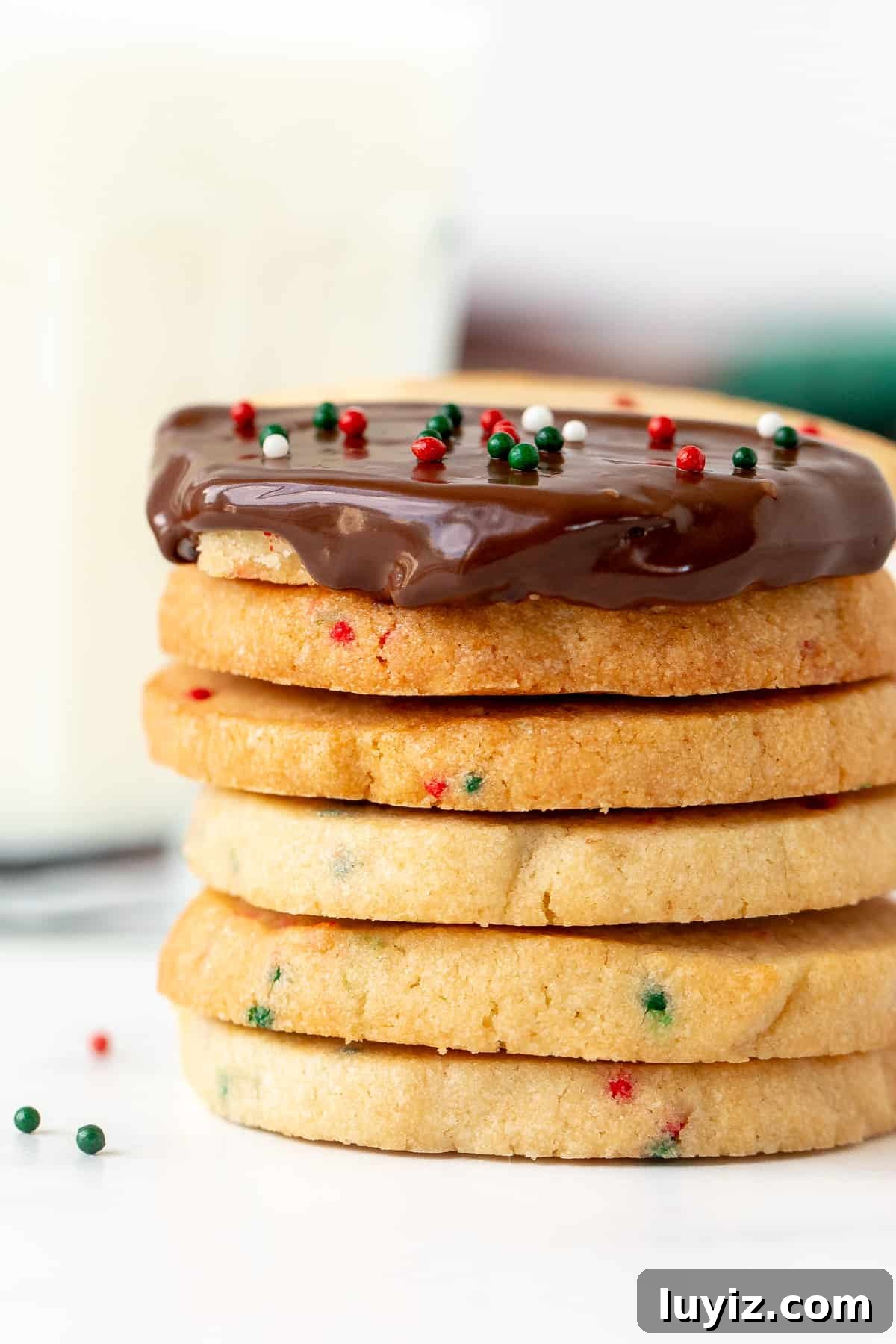Christmas Sprinkle Slice-and-Bake Cookies: Festive Holiday Recipe 2 Stack of Christmas sprinkle slice and bake cookies