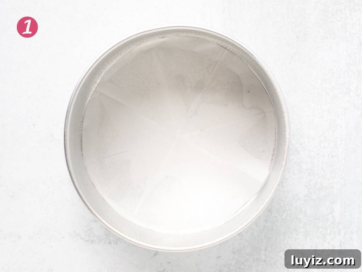 Decadent Flourless Chocolate Cake Recipe (Gluten-Free) 4 Lined cake pan