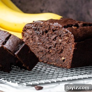 Loaf of chocolate banana bread