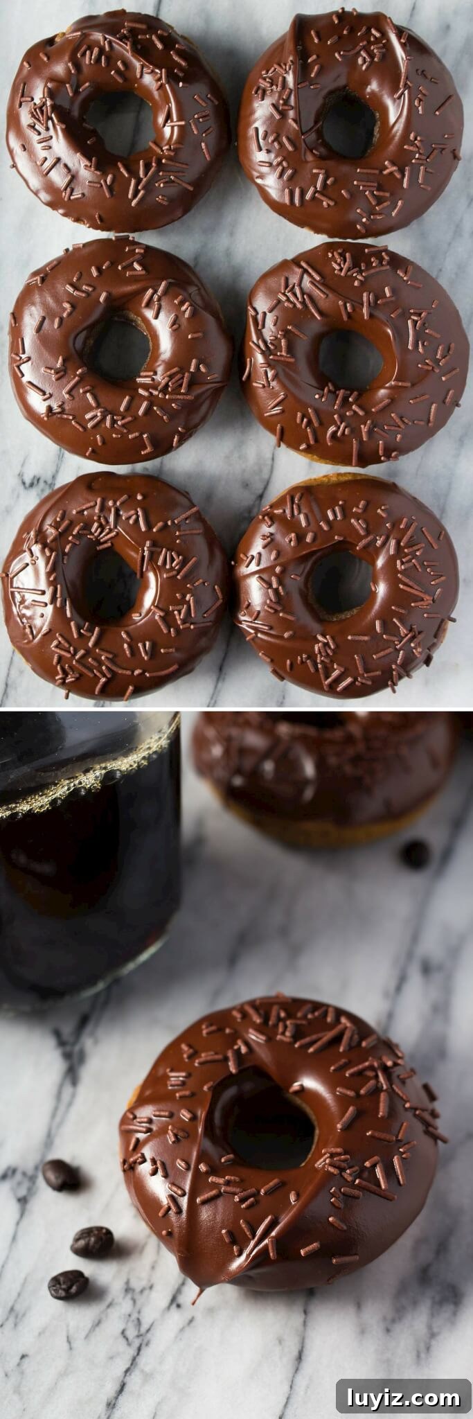 Mocha-Baked Doughnuts: Coffee-Infused Baked Donuts Recipe 3 A delicious, coffee-flavored cake doughnut dipped in fudgy, chocolate glaze. These super easy Baked Mocha Doughnuts are the best way to get your morning caffeine fix!
