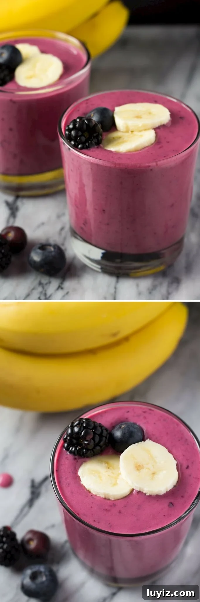 Berry and Pomegranate Smoothie Recipe for Antioxidant Boost 4 Super healthy, 4 ingredient Berry Pomegranate Smoothie. Made with Greek yogurt & banana - you'll love this healthy, flu-fighting breakfast!