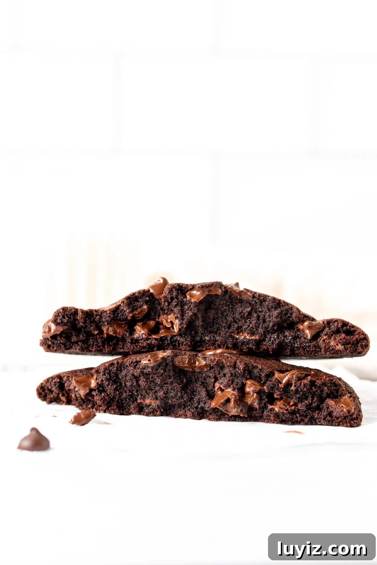 Single-Serve Chocolate Cookie Recipe for One (Quick & Gooey) 3 Giant chocolate cookie for one broken in half