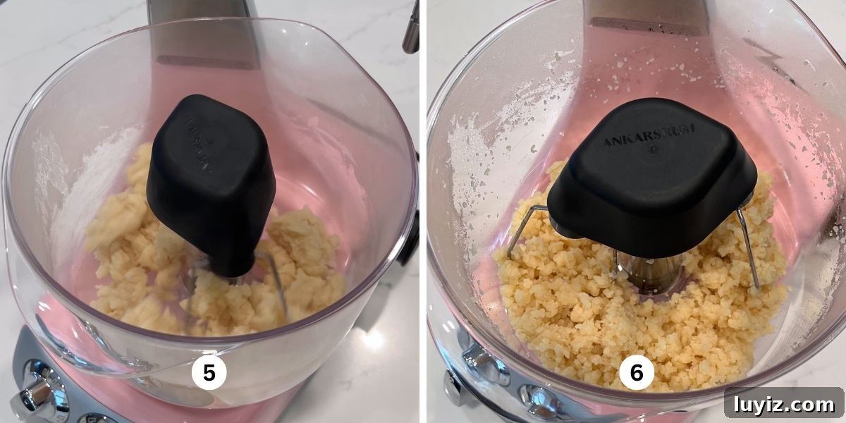 How to Make Classic Cream Puffs: Puff Pastry Filled with Vanilla Cream 7 Beating steam out of choux pastry in a cloudy pink colored Ankarsrum assistent original mixer.