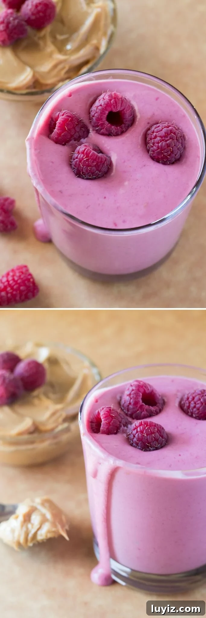 Peanut Butter and Jelly Smoothie Recipe for a Creamy Twist 3 Peanut Butter & Raspberry Jelly in delicious smoothie form! Plus it's dairy free, vegan & has no refined sugars!
