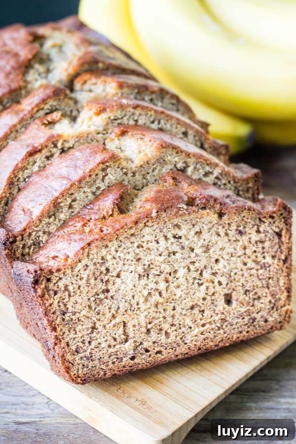 Moist Banana Bread Recipe with Simple Ingredients 3 Moist banana bread loaf with soft crumb.