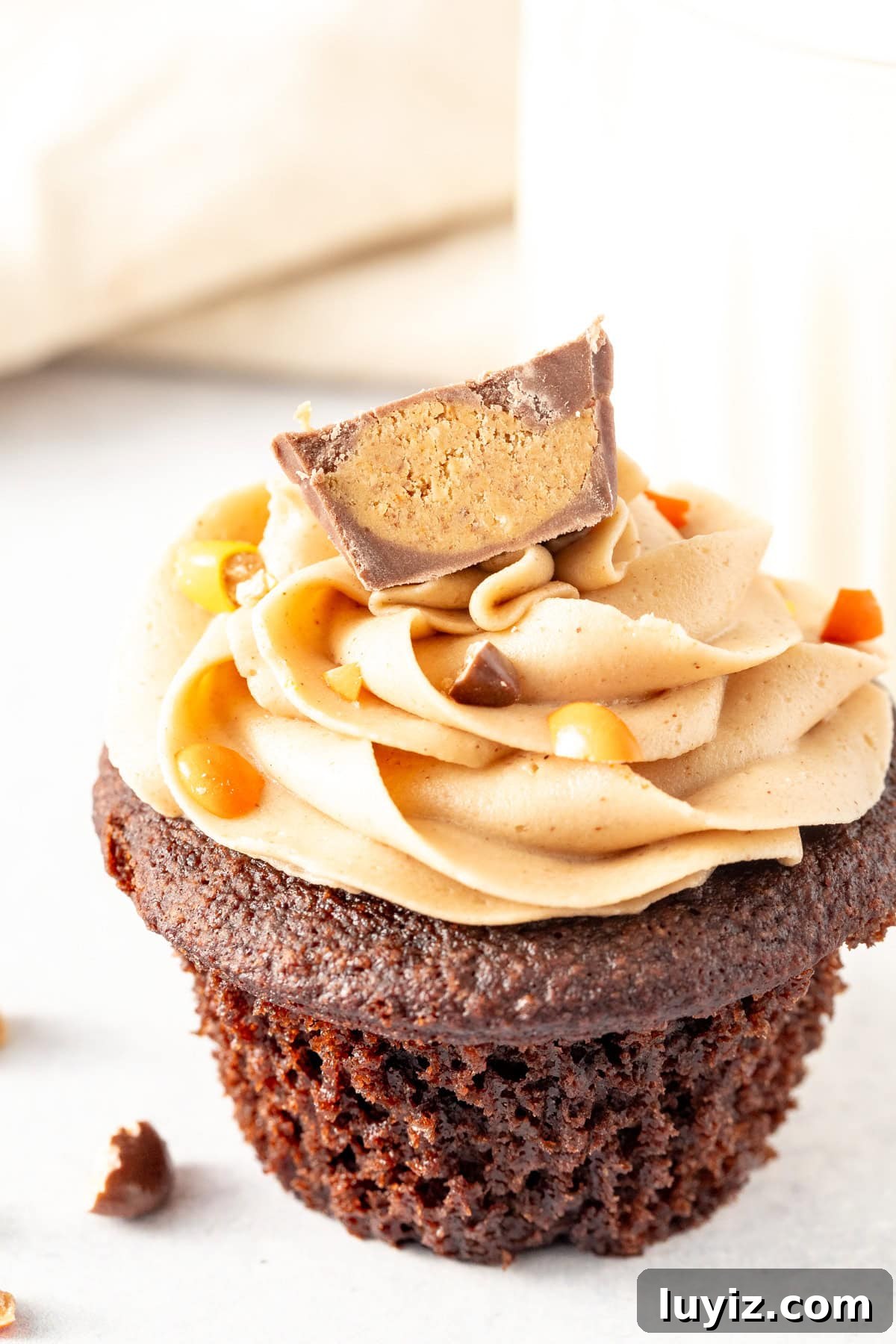 Chocolate Cupcakes with Creamy Peanut Butter Frosting 5 Chocolate cupcake topped with peanut butter frosting