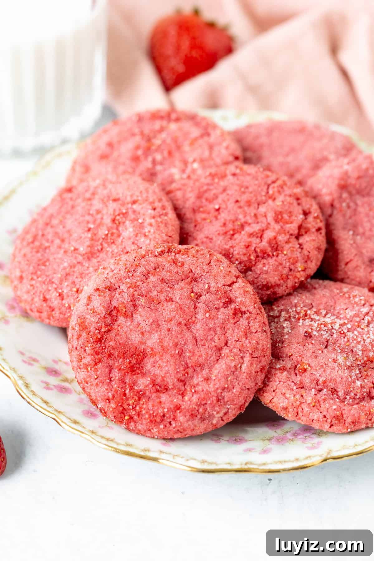 Strawberry Sugar Cookie Recipe — Soft, Juicy Berry Cookies 3 Plate of strawberry cookies