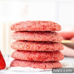 Strawberry Sugar Cookie Recipe — Soft, Juicy Berry Cookies 10 Stack of strawberry sugar cookies