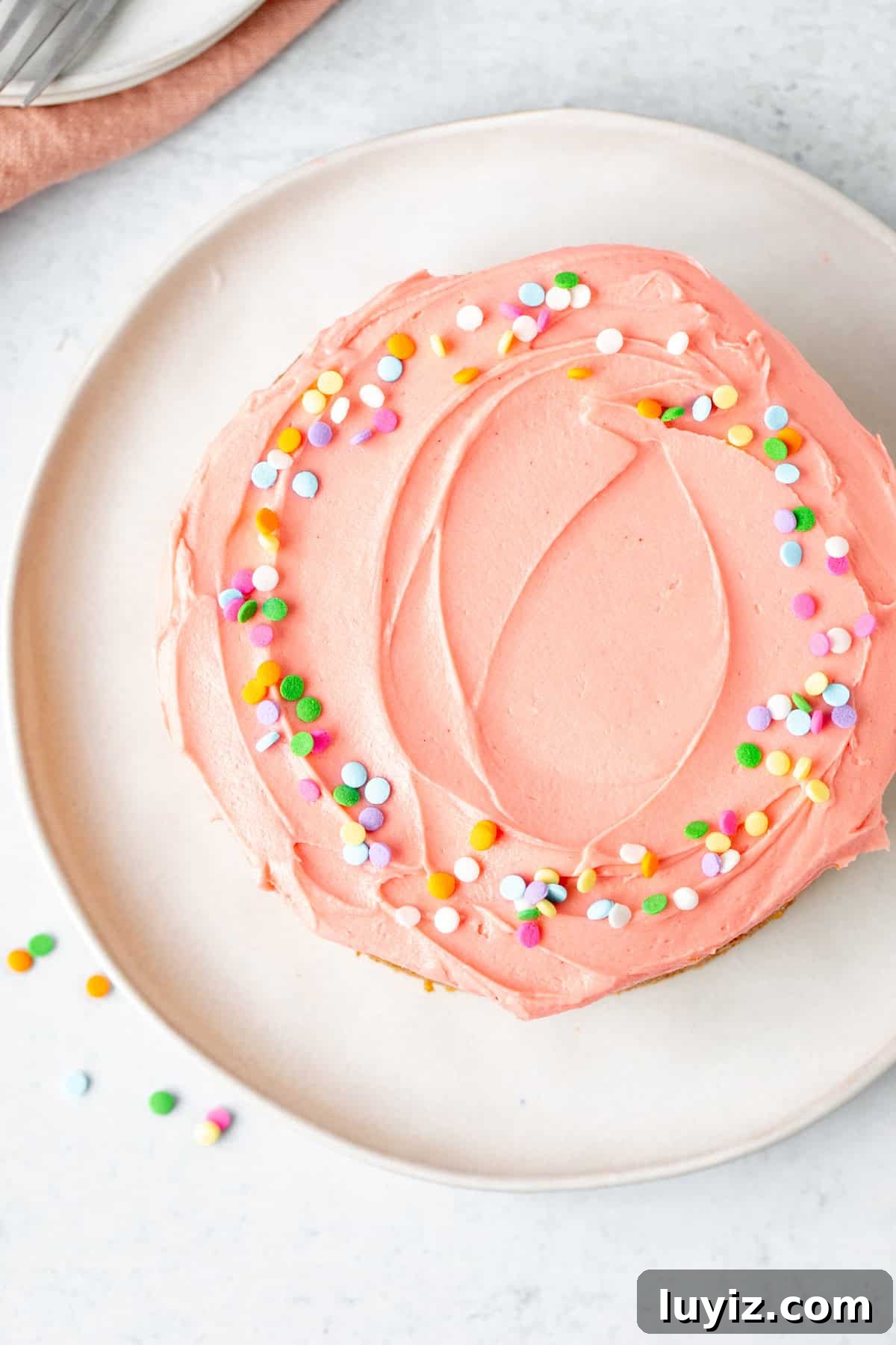 Mini Vanilla Cake Recipe: Moist Single-Layer Sponge Tutorial 7 Small vanilla cake with pink frosting