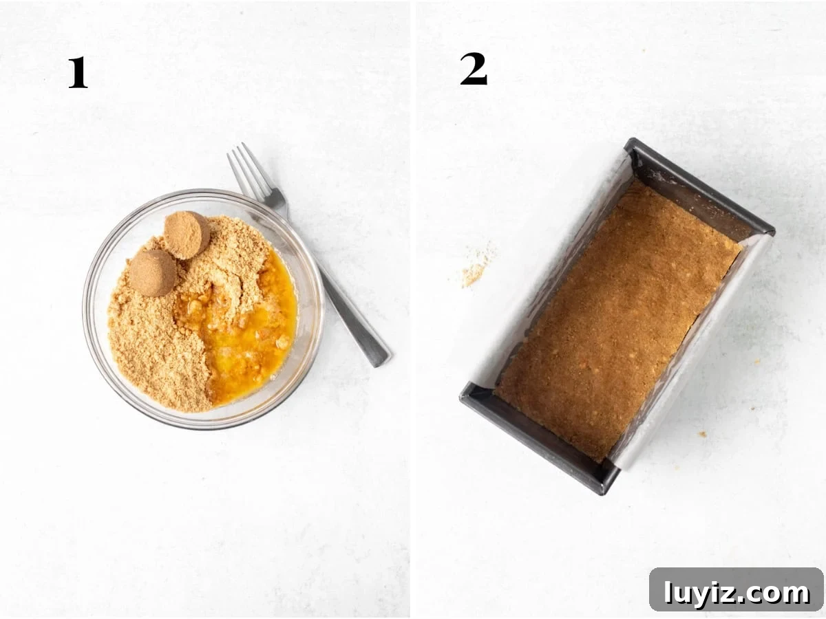 Mini Cheesecake Recipe: Small-Batch Creamy Cheesecake for Two 3 Graham crumbs and crust pressed into loaf pan