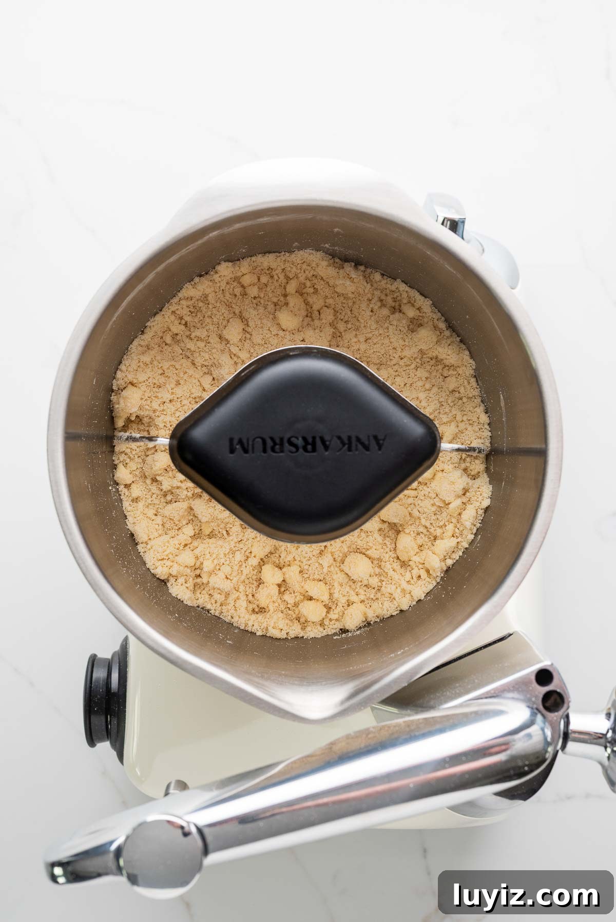 Lemon Cream Pie Recipe: Silky No-Bake Dessert Tutorial 9 Flour, salt, sugar, and cold cubed butter mixed together in a creme light colored ankarsrum assistent original mixer and stainless steel beater bowl with their new premium beater set.