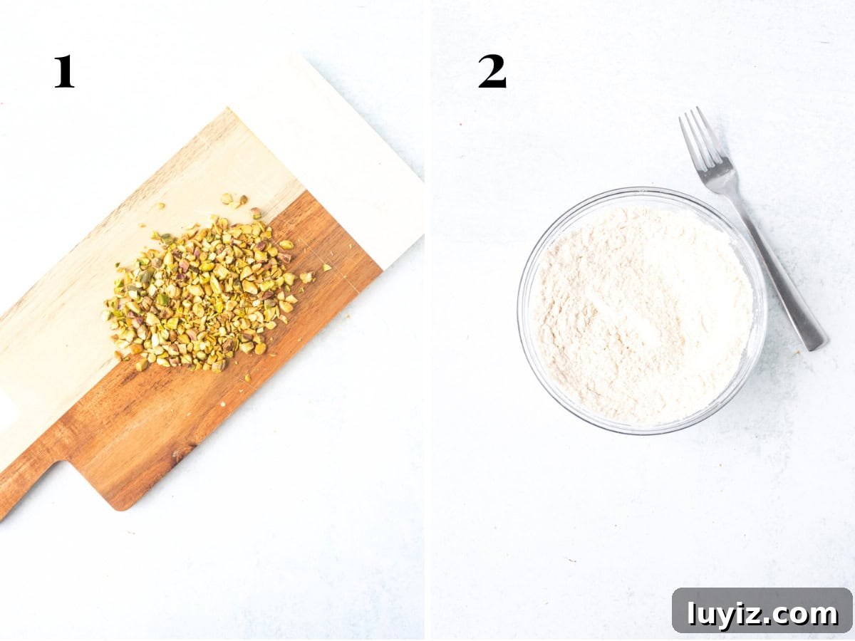 Crispy Pistachio Chocolate Chip Cookies Recipe 5 Chopped pistachios and whisked dry ingredients