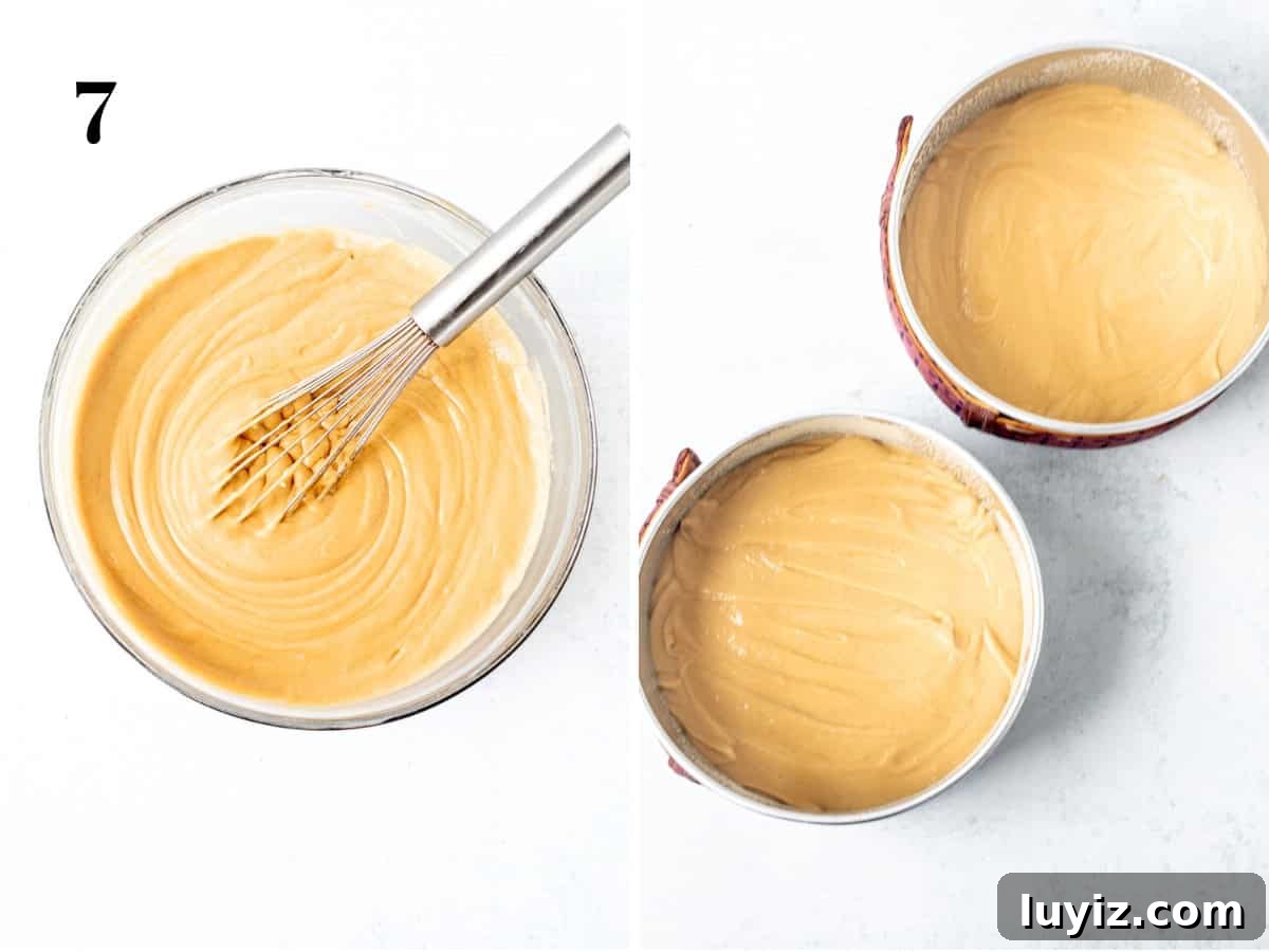 Decadent Biscoff Layer Cake Recipe 5 Biscoff cake batter in tins