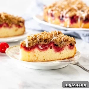 Piece of raspberry coffee cake