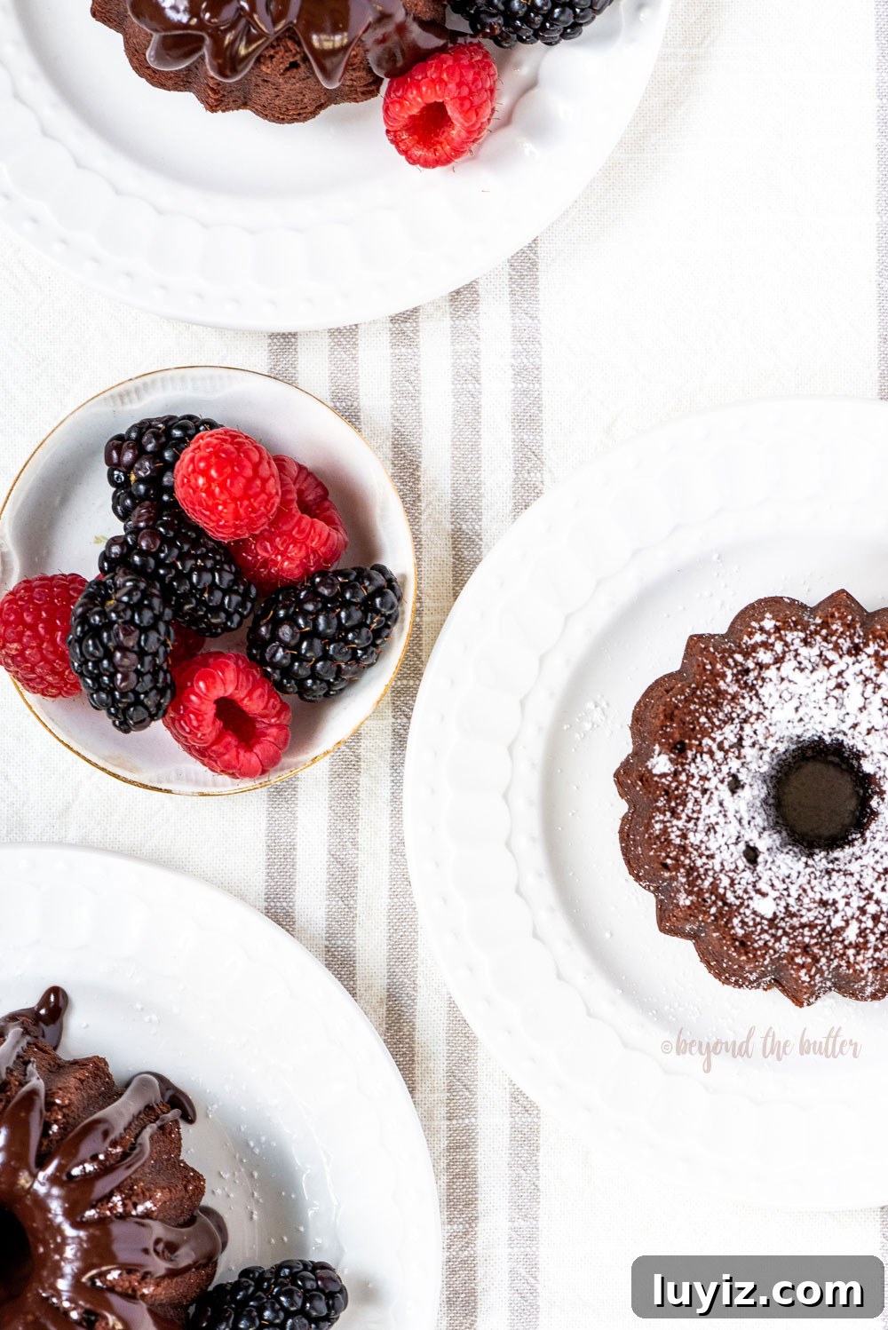 Mini Chocolate Bundt Pound Cakes — Perfect Bite-Sized Recipe 6 Mini Bundt Chocolate Pound Cakes | All Images © Beyond the Butter, LLC