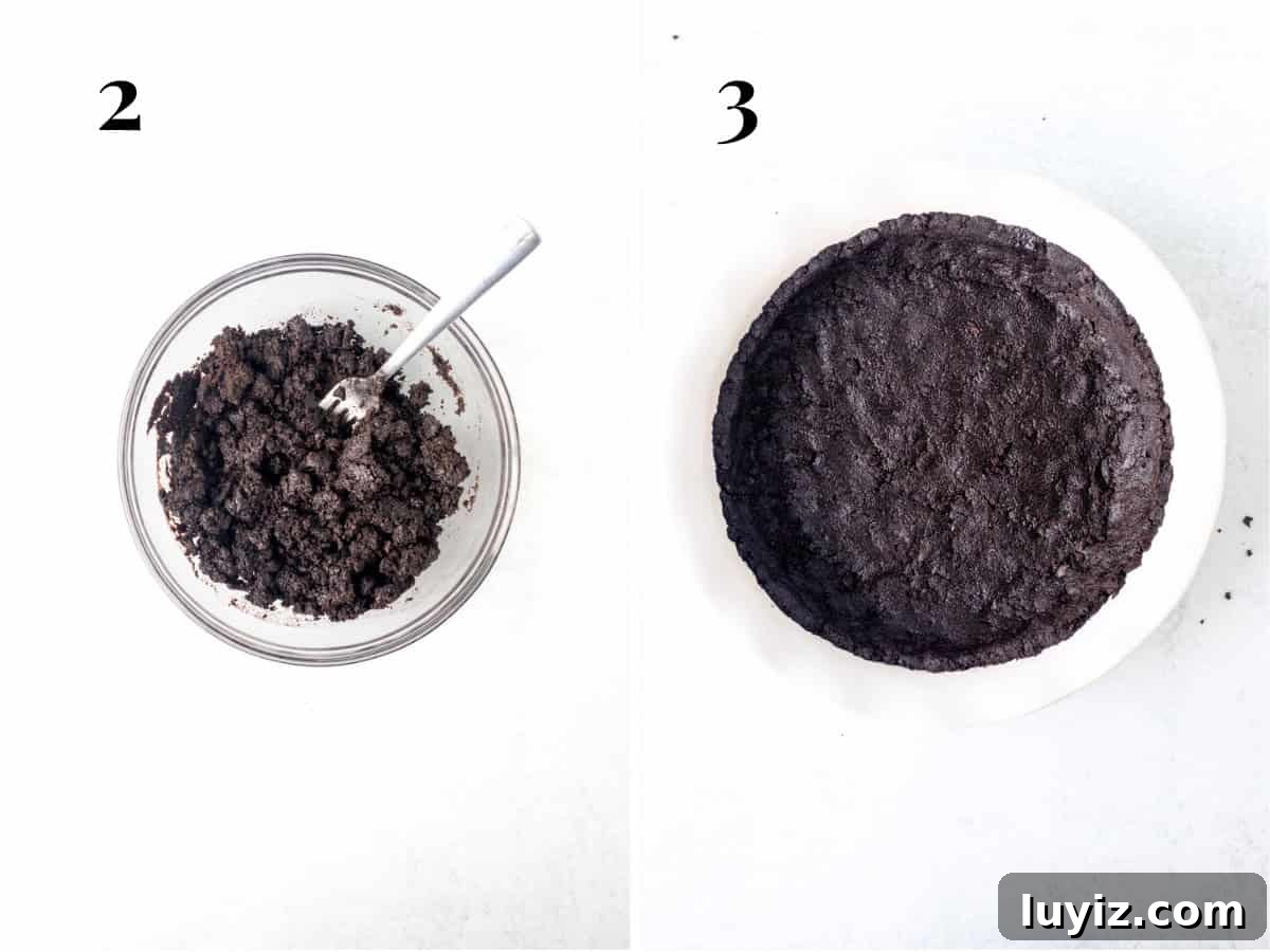 Decadent Nutella Pie Recipe with a Crispy Chocolate Crust 4 Bowl of Oreo crumbs mixed with melted butter, and Oreo pie crust
