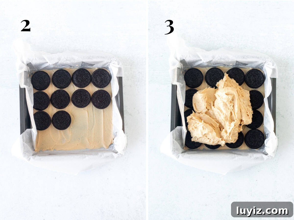 No-Bake Peanut Butter Icebox Cake Recipe — Quick Dessert 5 Assembling peanut butter icebox cake