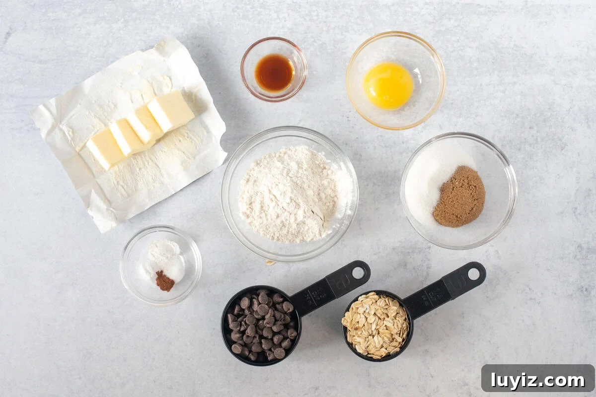 Oatmeal Chocolate Chip Cookies for Two (Small Batch Recipe) 4 Ingredients for making small batch oatmeal chocolate chip cookies