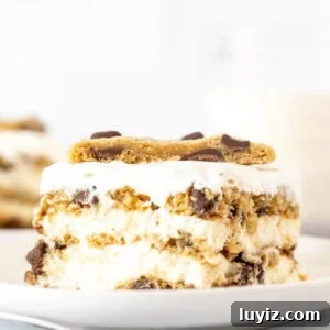 No-Bake Chocolate Chip Cookie Icebox Cake Recipe 8 Slice of chocolate chip cookie icebox cake