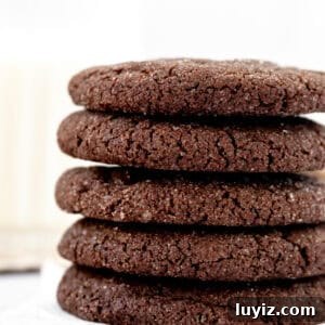 Ultimate Chocolate Sugar Cookie Recipe for Soft, Chewy Cookies 8 Stack of chocolate sugar cookies