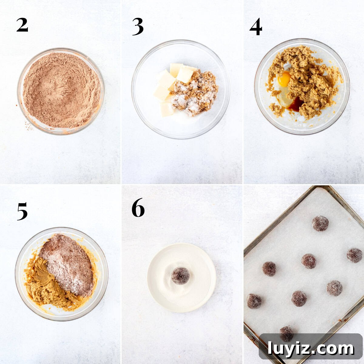 Chocolate Blossom Cookies Recipe: Soft Chocolate Thumbprint Treats 4 Collage showing step by step process of making chocolate blossom cookies