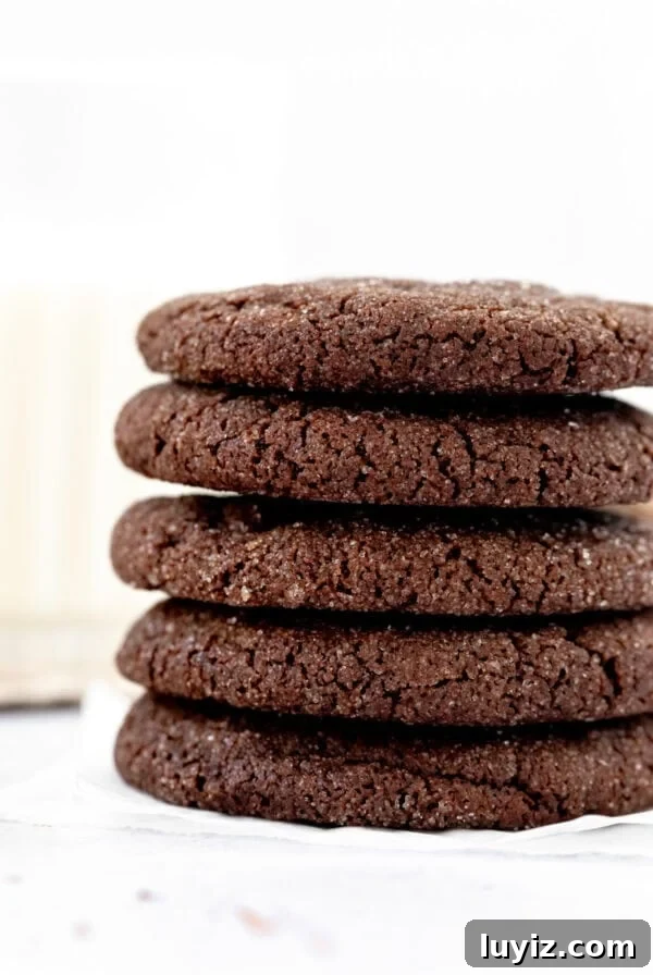 Double Chocolate Peppermint Cookies Recipe for Holiday Baking 9 Stack of chocolate sugar cookies