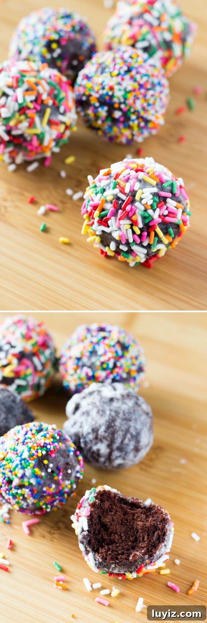 Chocolate Doughnut Holes: Bite-Sized Chocolate Donut Bites Recipe 5 Perfectly fudgy Chocolate Doughnut Holes dipped in sweet vanilla glaze! Fluffy, oh so moist & so much better than the doughnut shop! www.justsotasty.com