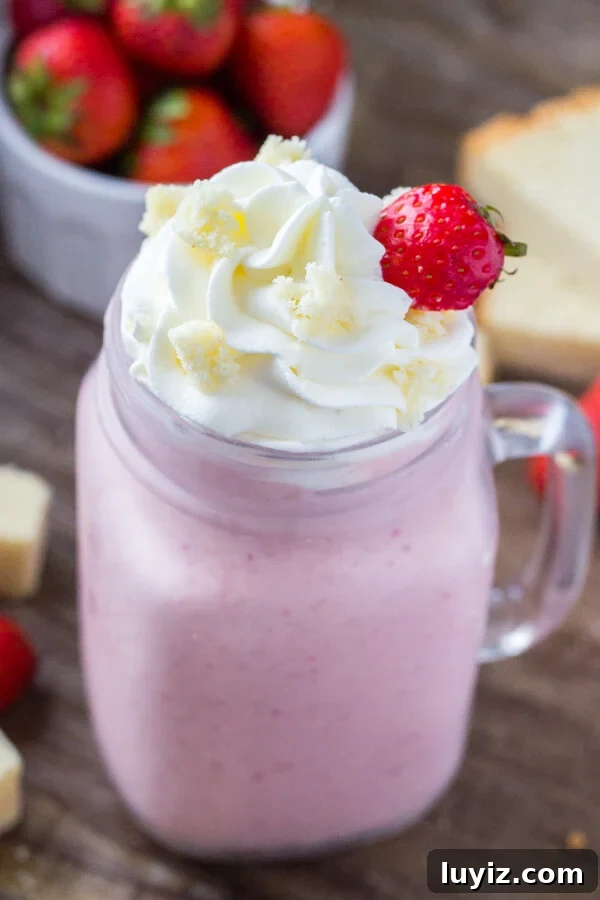 Creamy Strawberry Shortcake Milkshake Recipe 3 Up your milkshake game with this Strawberry Shortcake Milkshake! Thick & creamy, with fresh strawberries & delicious vanilla cake - it's the perfect summer treat!
