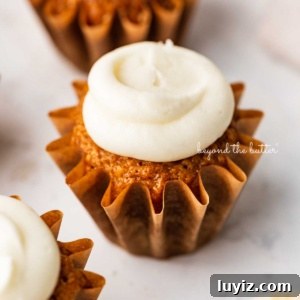 Ultra-Moist Carrot Cake Cupcakes with Cream Cheese Frosting 10 Super moist carrot cake cupcakes topped with cream cheese frosting on a white background.