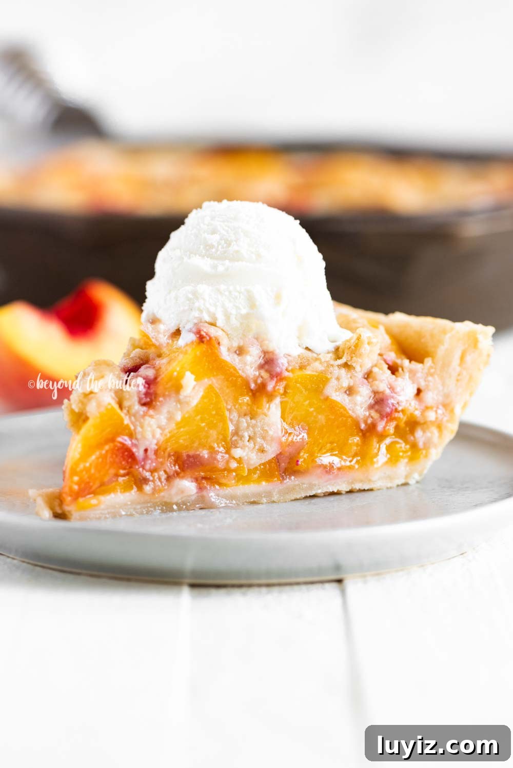 Brown Sugar Peach Crumble Pie Recipe for Tender Juicy Peaches 3 Brown Sugar Peach Crumble Pie Recipe | All Images © Beyond the Butter, LLC