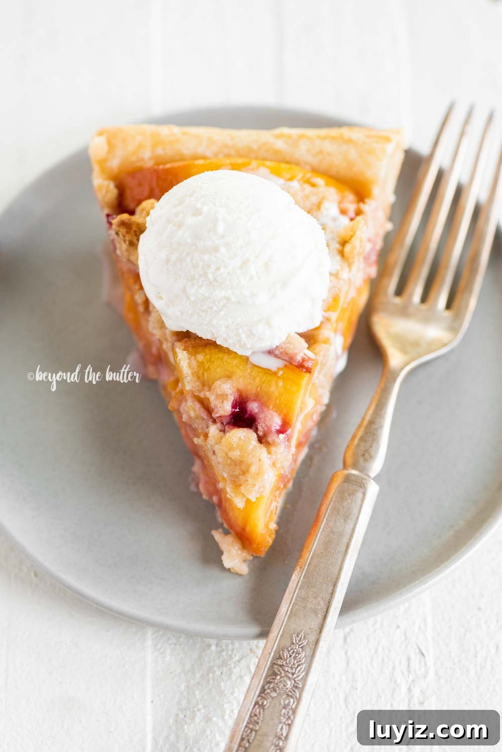 Brown Sugar Peach Crumble Pie Recipe for Tender Juicy Peaches 5 Brown Sugar Peach Crumble Pie Recipe | All Images © Beyond the Butter, LLC