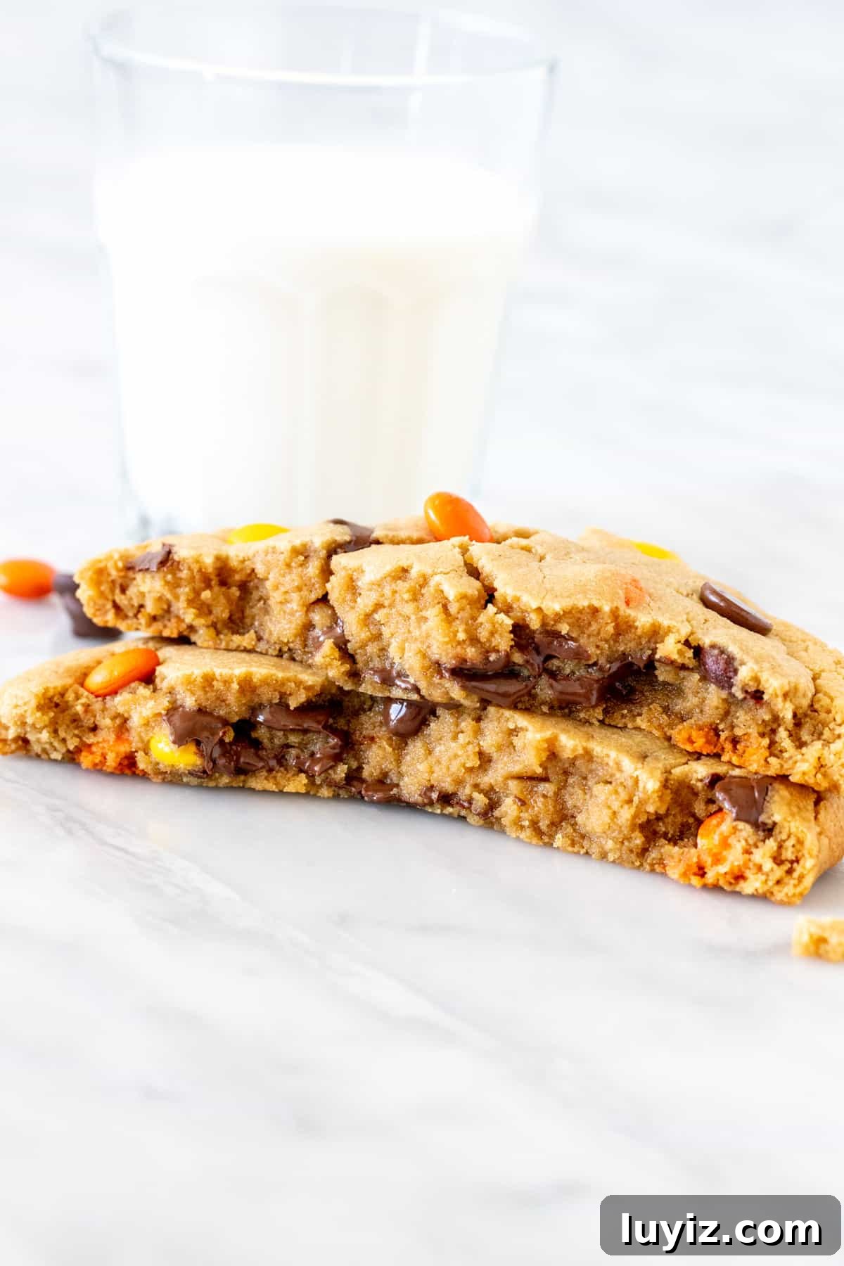 Single-Serve Peanut Butter Cookie Recipe for One 5 Single serving peanut butter cookie broken in half.