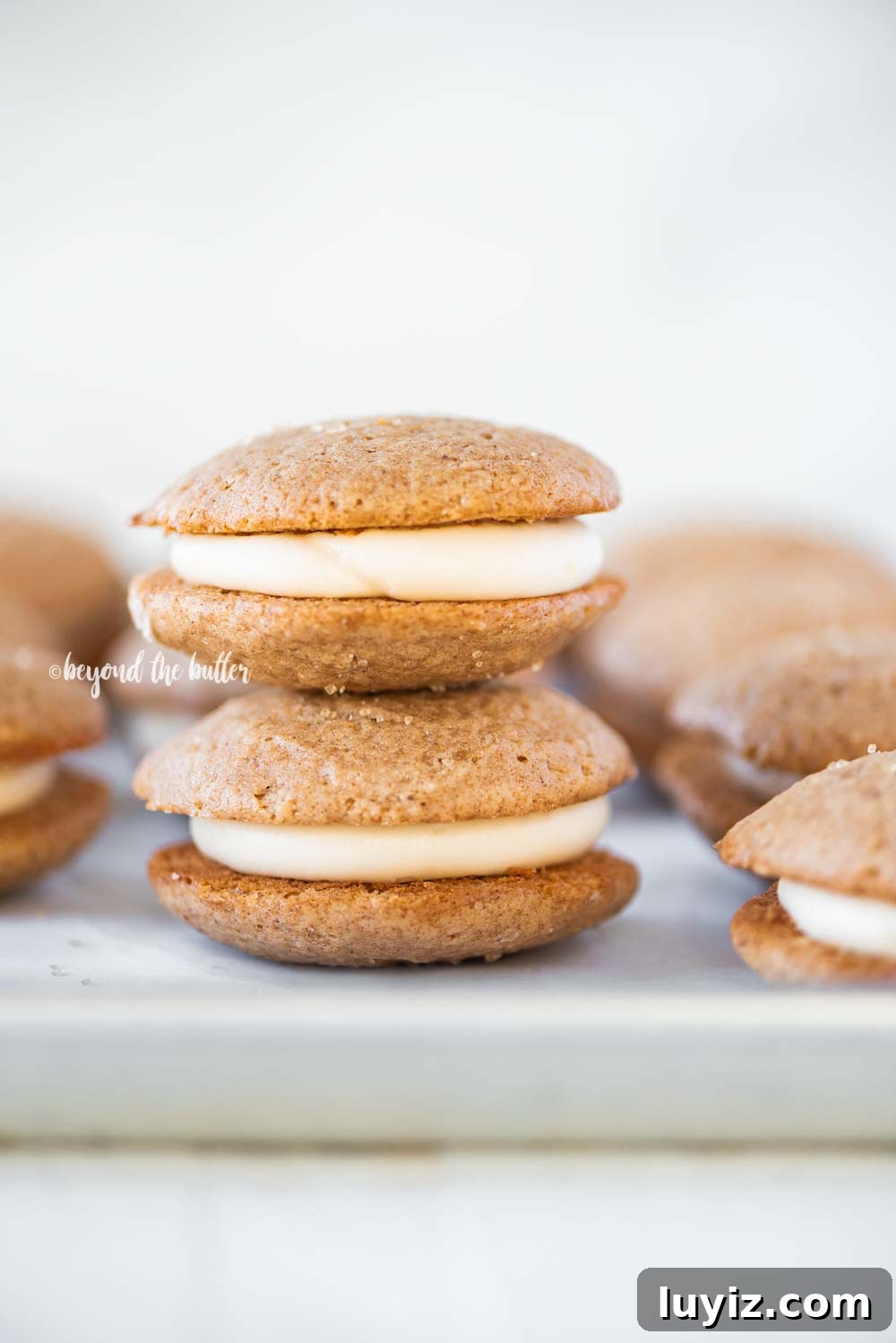 Apple Cider Whoopie Pies with Cinnamon Buttercream Filling 3 Apple Cider Whoopie Pies with Caramel Cream Cheese Frosting | All Images © Beyond the Butter, LLC