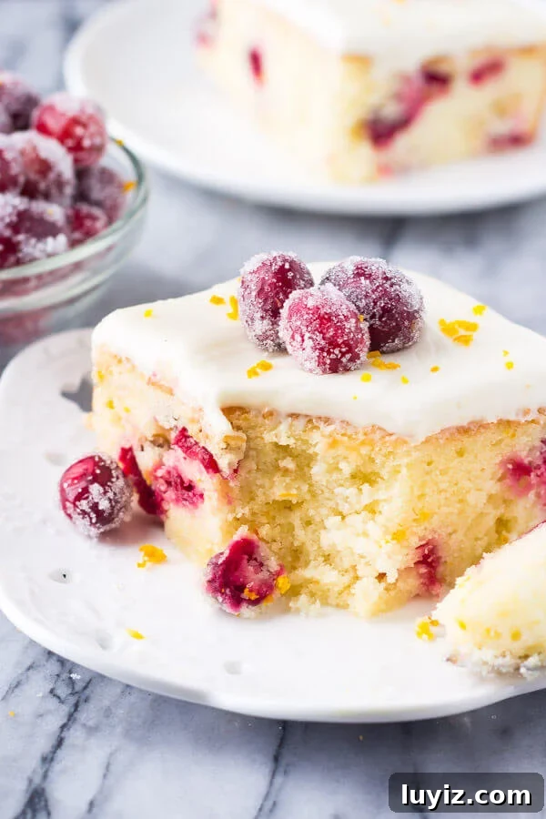 Cranberry Orange Cake with Cream Cheese Frosting Recipe 3 Cranberry Orange Cake with Cream Cheese Frosting. A deliciously soft Cranberry Orange Cake with Cream Cheese Frosting. Bursting with fresh oranges and dotted with tart cranberries - this is the perfect simple cake for your holiday baking! www.justsotasty.com