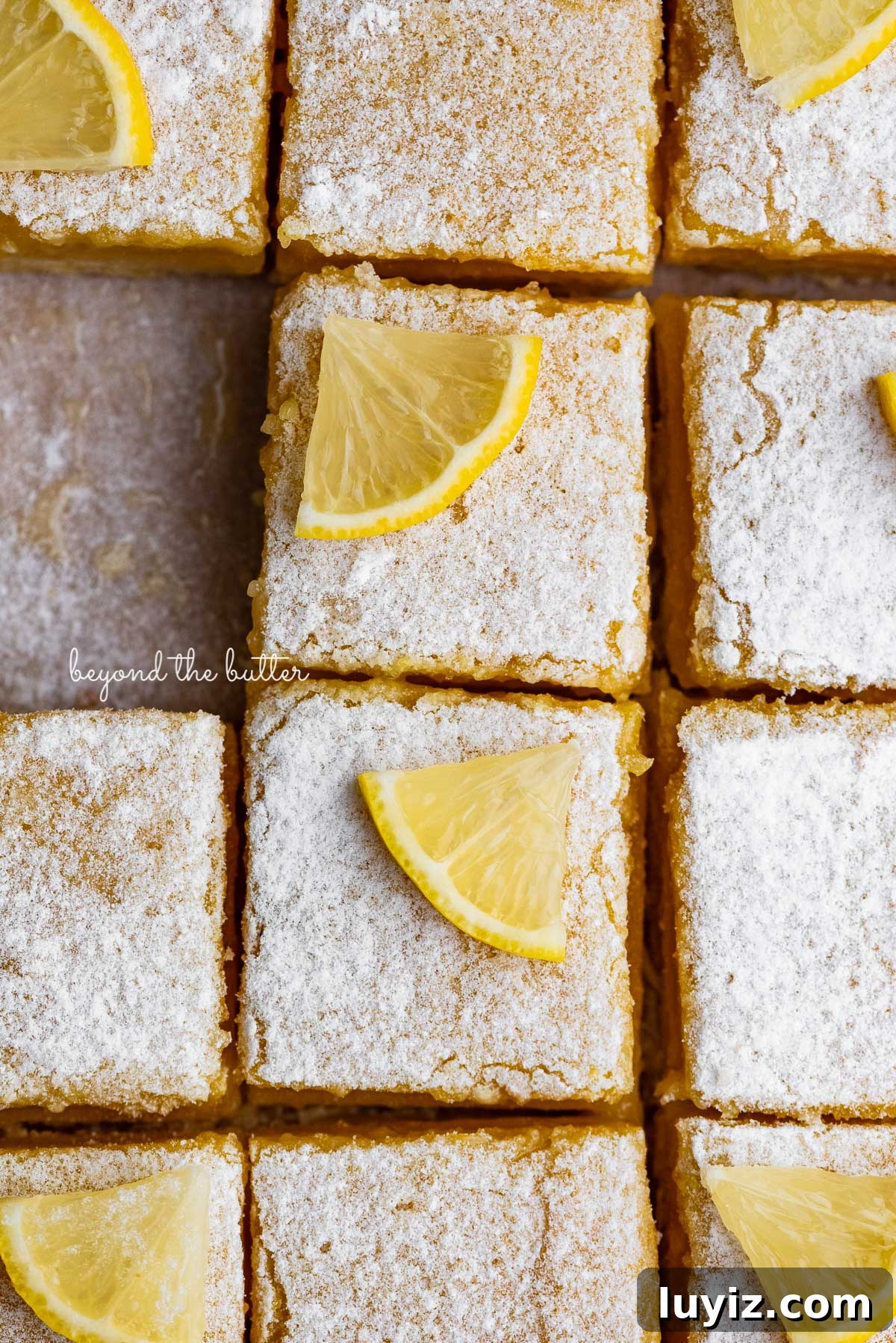 Simple Homemade Lemon Bars – Zesty Citrus Dessert Recipe 6 Tart and tangy lemon bars on parchment paper | © Beyond the Butter®
