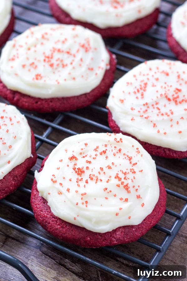 Red Velvet Cookies with Cream Cheese Frosting Recipe 5 Red Velvet Cookies with Cream Cheese Frosting are perfect for Christmas or Valentine's Day.