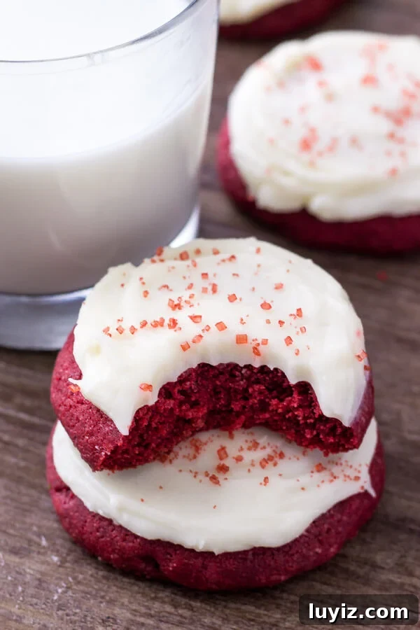 Red Velvet Cookies with Cream Cheese Frosting Recipe 6 If you love Lofthouse cookies - then you definitely need to try these Red Velvet Cookies with Cream Cheese Frosting. They're pillowy soft with a delicate crumb, delicious red velvet flavor, and cream cheese frosting.
