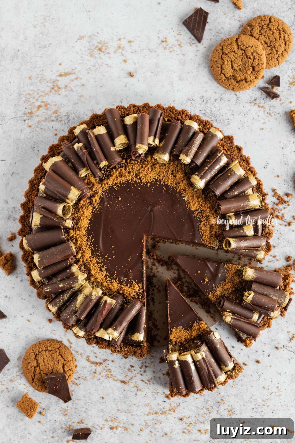 Dark Chocolate Gingersnap Tart Recipe for Decadent Dessert 2 Dark Chocolate Gingersnap Tart recipe | All Images © Beyond the Butter, LLC