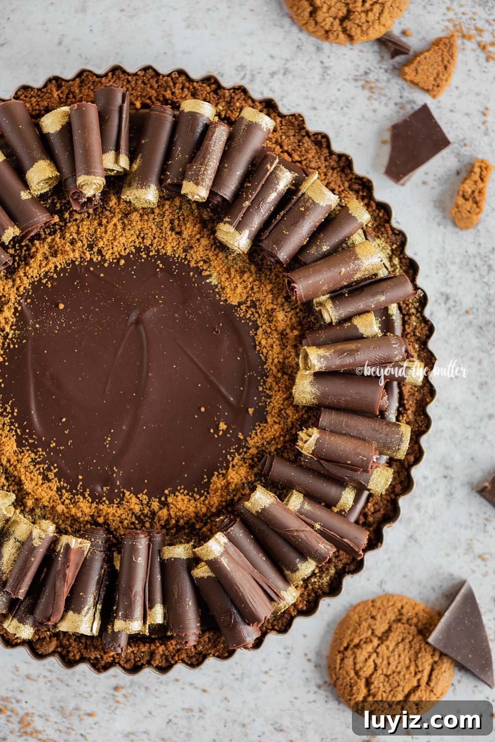 Dark Chocolate Gingersnap Tart Recipe for Decadent Dessert 13 Dark Chocolate Gingersnap Tart recipe | All images © Beyond the Butter, LLC
