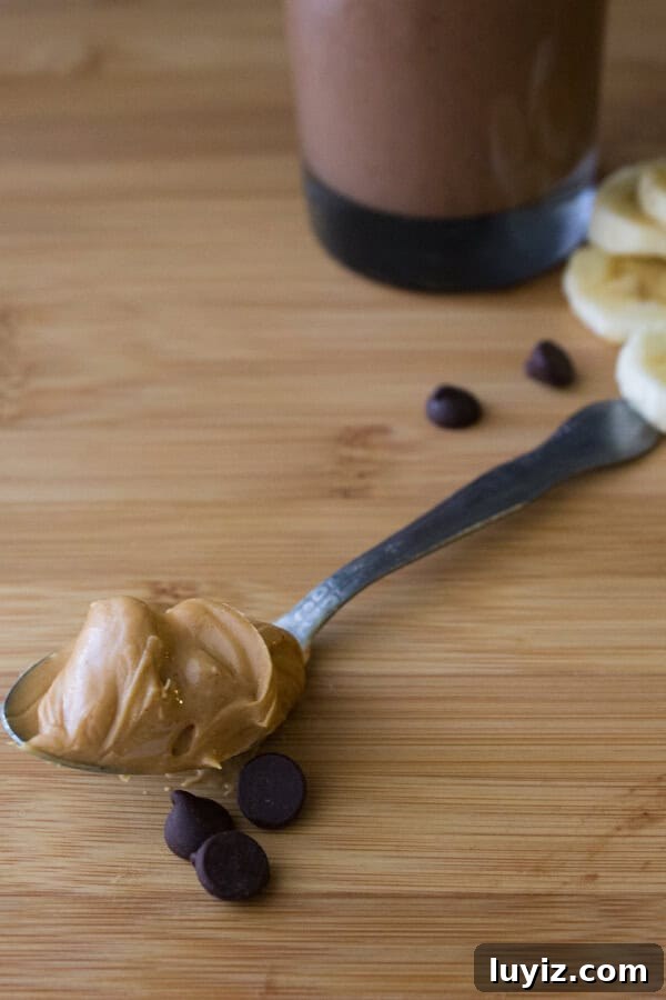 Creamy Chocolate Peanut Butter Banana Smoothie Recipe 3 Chocolate Peanut Butter Banana Smoothie