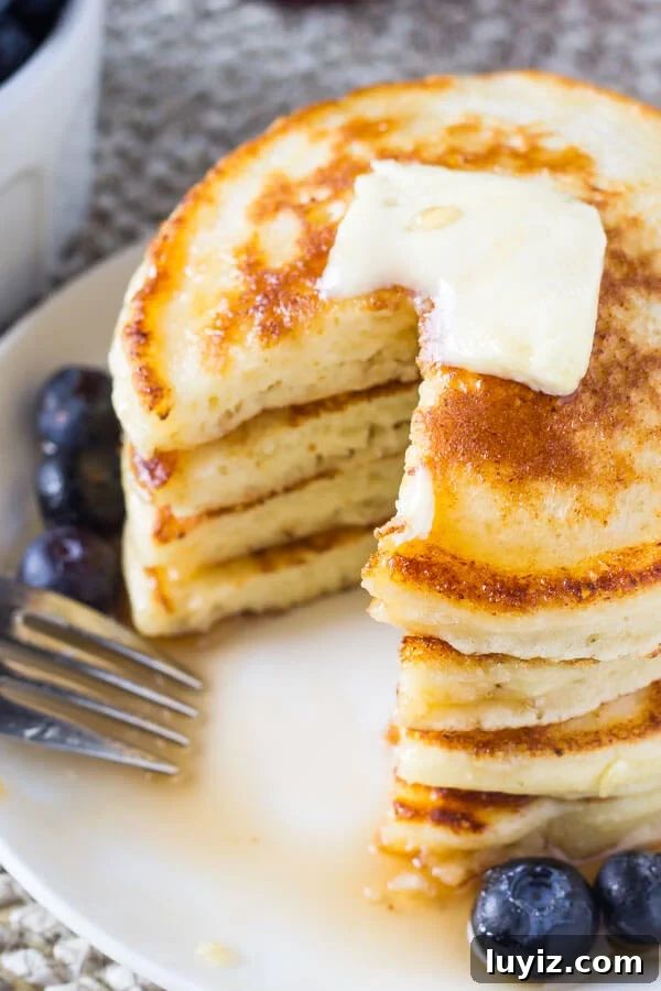 Light and Fluffy Ricotta Pancakes Recipe for Weekend Brunch 5 Fluffy Ricotta Pancakes. These ricotta pancakes have a deliciously creamy flavor and the fluffiest texture. They're perfect for creating tall pancake stacks - a the perfect way to make your pancakes extra special.