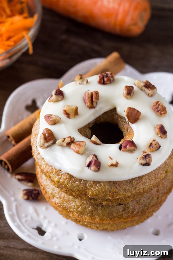 Carrot Cake Doughnuts Recipe: Moist Spiced Doughnut Muffins 3 Carrot Cake Doughnuts. These baked doughnuts have all the flavor of your favorite carrot cake with cream cheese frosting in doughnut form. www.justsotasty.com