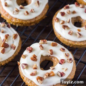 Carrot Cake Doughnuts Recipe: Moist Spiced Doughnut Muffins 6 Carrot Cake Doughnuts. These baked doughnuts have all the flavor of your favorite carrot cake with cream cheese frosting in doughnut form. www.justsotasty.com