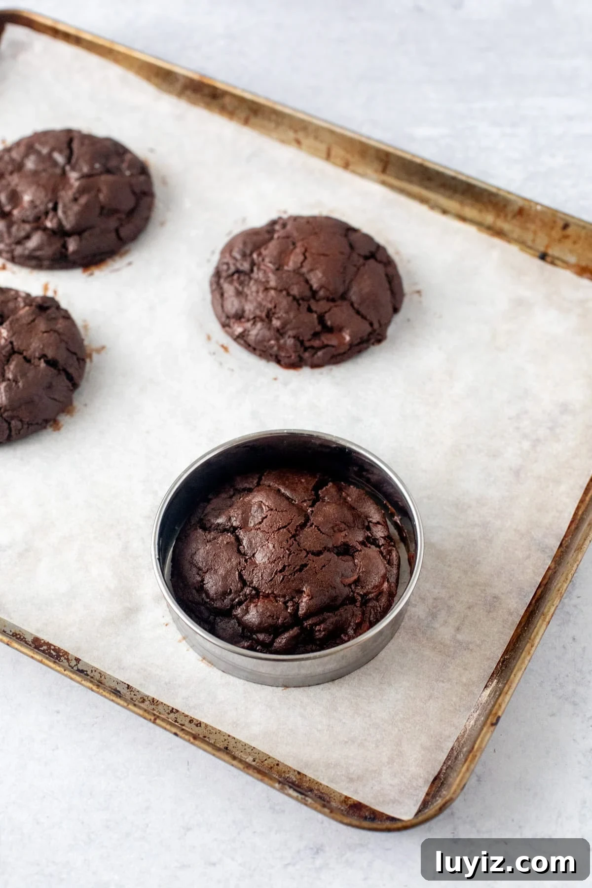 Bakery-Style Double Chocolate Chip Cookies Recipe 8 Stacked cookies