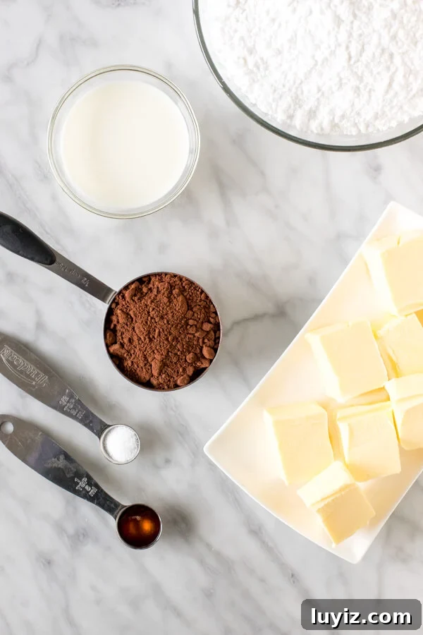 Perfect Chocolate Buttercream Frosting Recipe for Cakes 3 Ingredients for making chocolate buttercream.