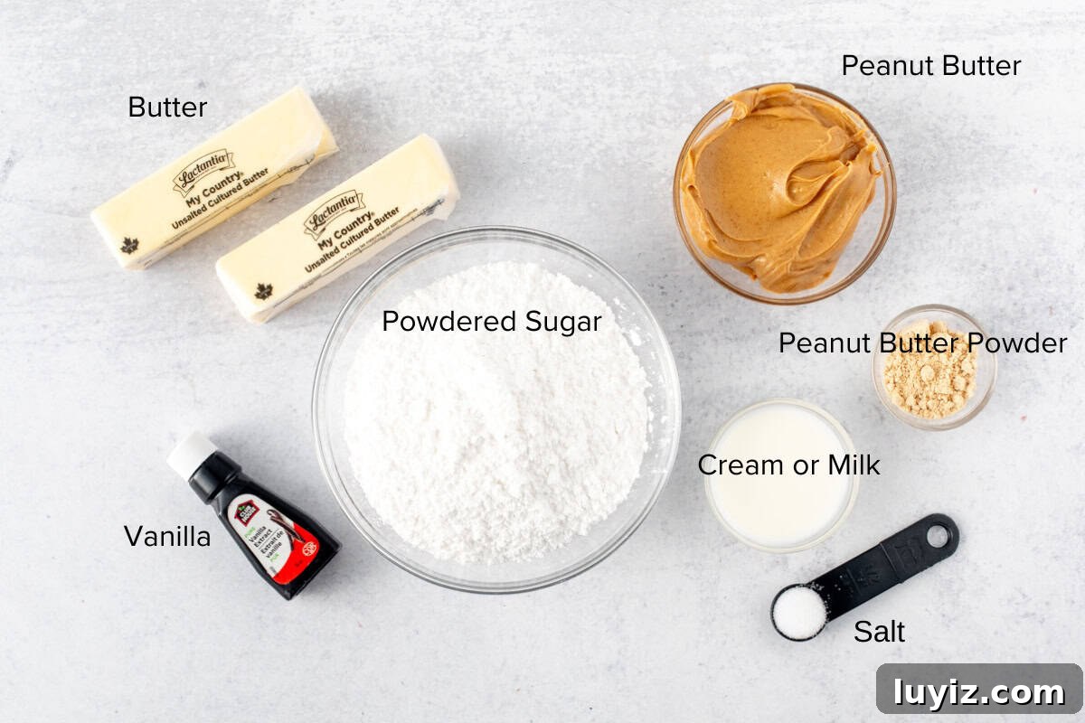 Creamy Peanut Butter Frosting Recipe for Cakes and Cupcakes 3 Ingredients for peanut butter frosting